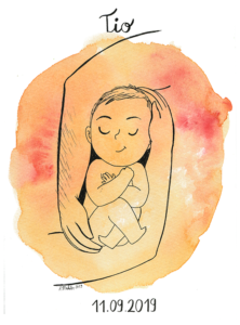Bébé sur aquarelle