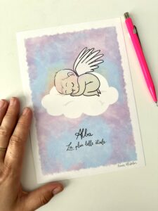 Mon Ange – Illustration personnalisée bébé étoile
