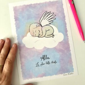 Mon Ange – Illustration personnalisée bébé étoile